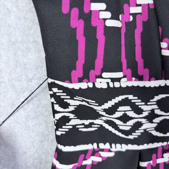 Cato Dress Womens Sz 8 Black Pink White Pockets Sleeveless Abstract Print Belt - Picture 8 of 16